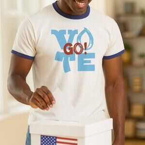 Go Vote Ringer Voting Day Tee - Curbside Apparel - NWT